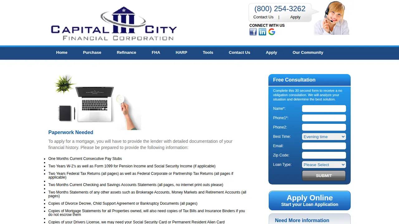 Capital City Financial Corporation, NMLS 2934 page
