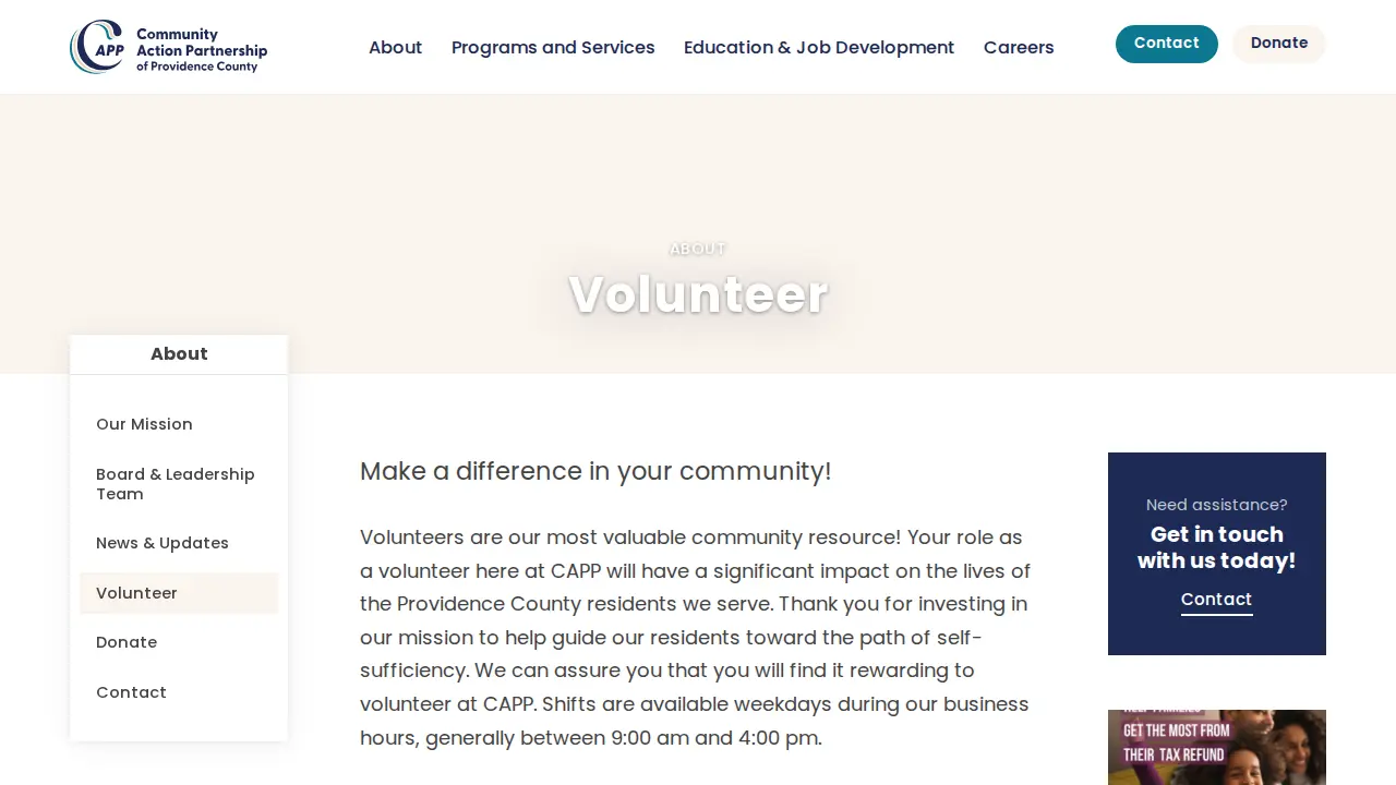 Community Action Partnership of Providence page