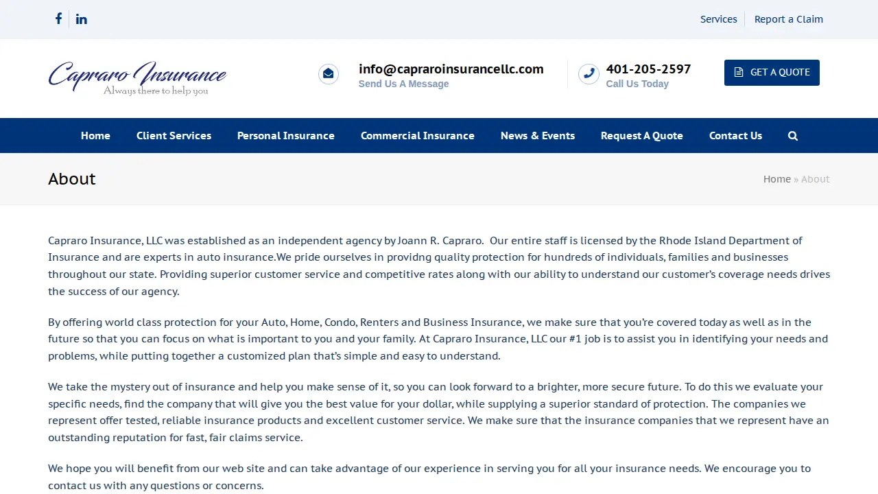 Capraro & Furtado Insurance page