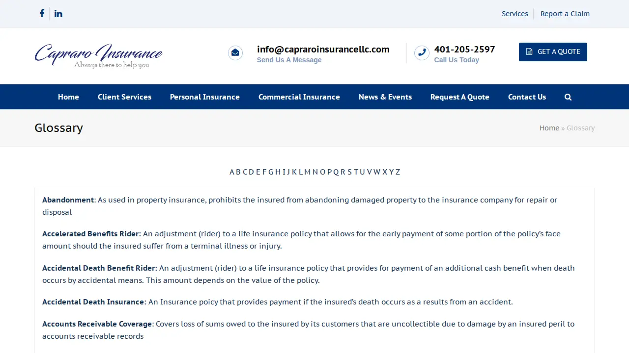 Capraro & Furtado Insurance page