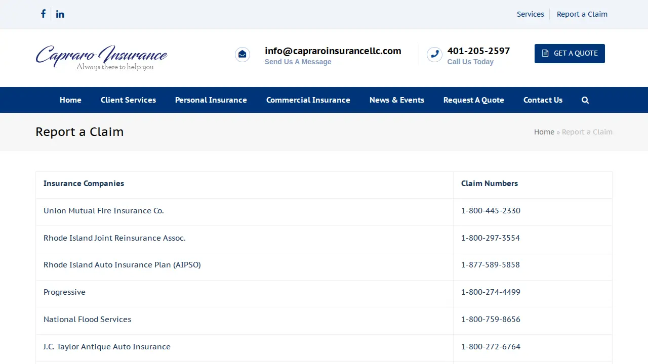Capraro & Furtado Insurance page
