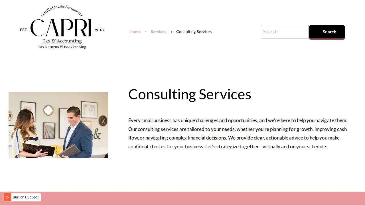 Capri Tax & Accounting, CPA page