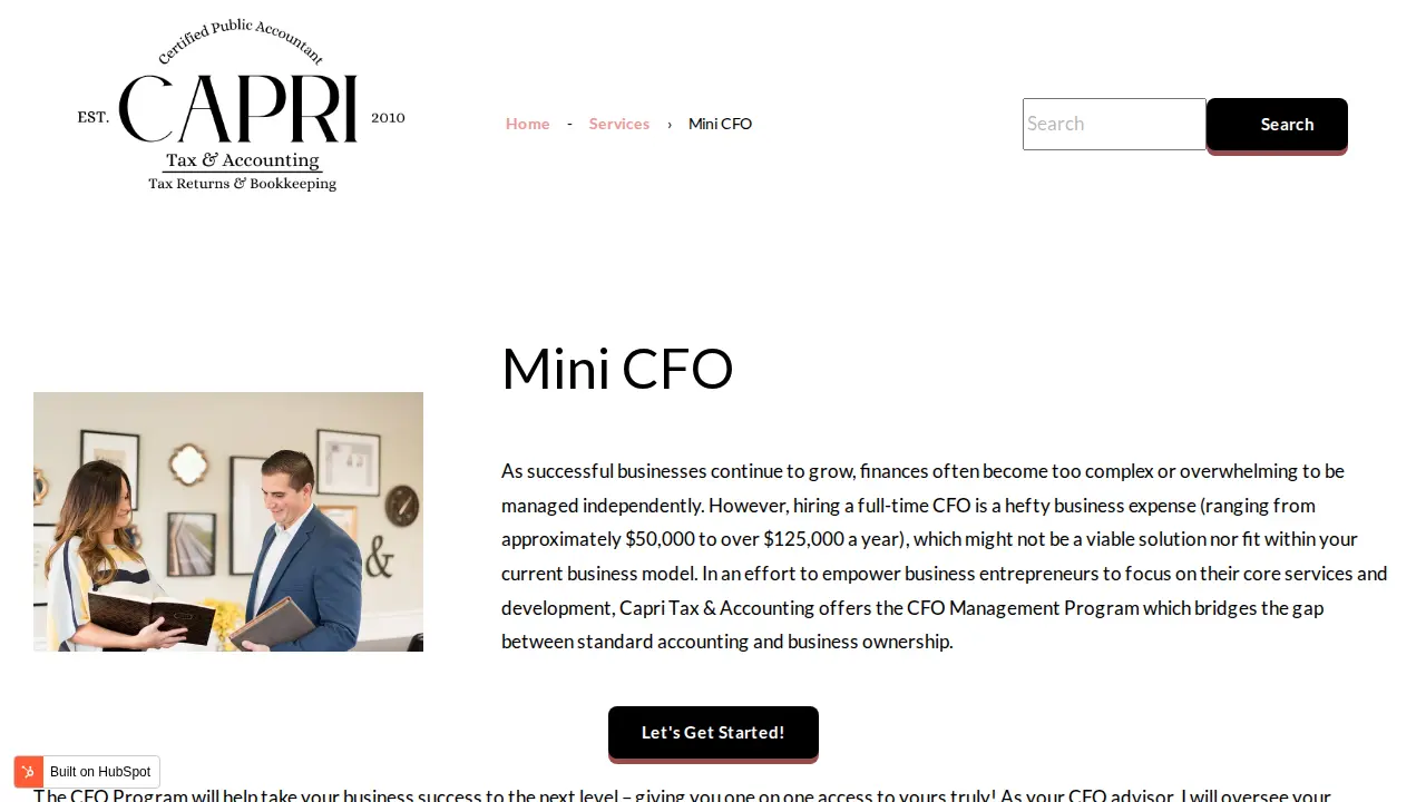 Capri Tax & Accounting, CPA page