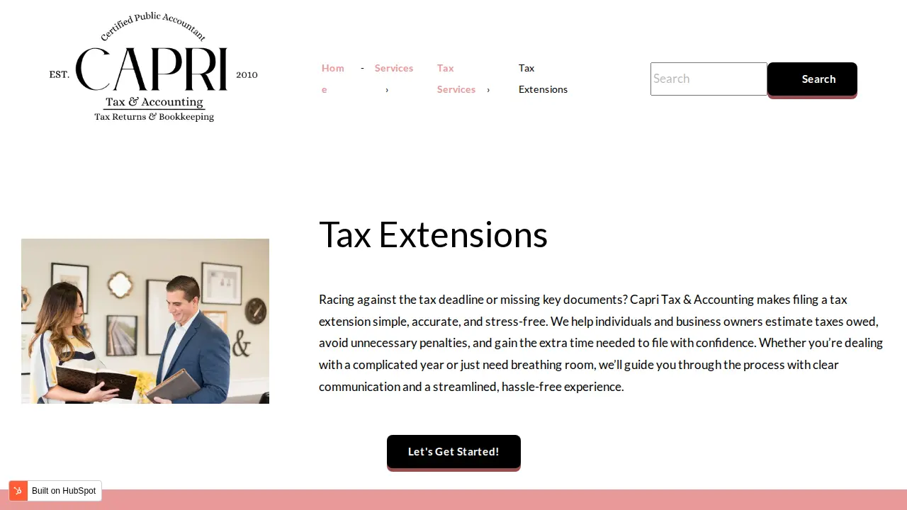Capri Tax & Accounting, CPA page