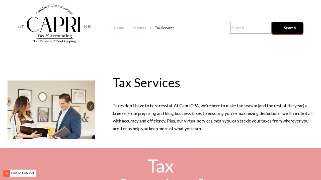 Capri Tax & Accounting, CPA page