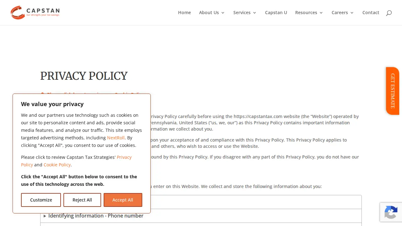 Capstan Tax Strategies page
