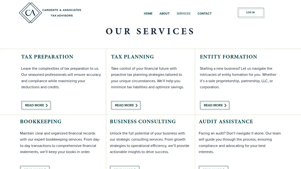 Cardente & Associates page