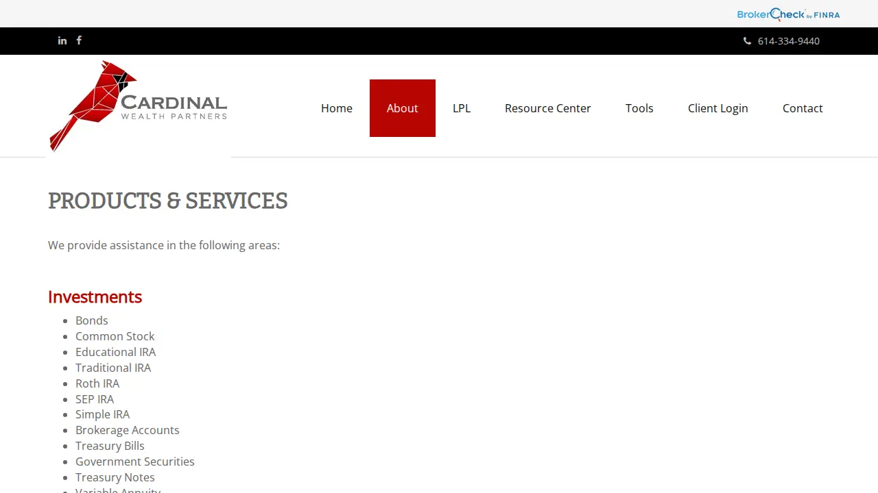 Cardinal Wealth Partners page