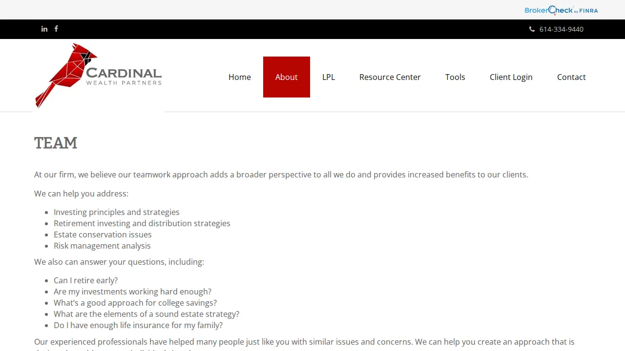 Cardinal Wealth Partners page