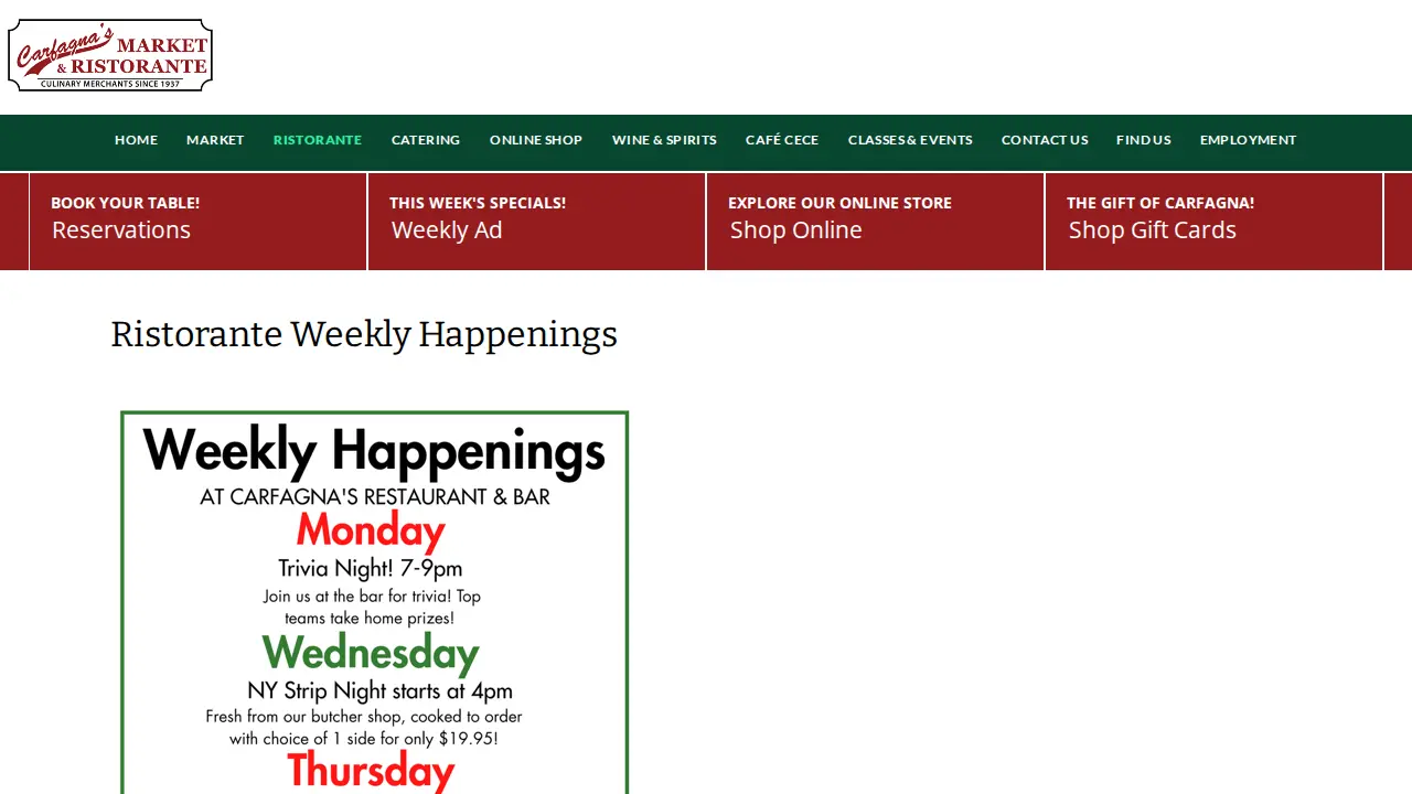 Carfagna's Market & Ristorante page