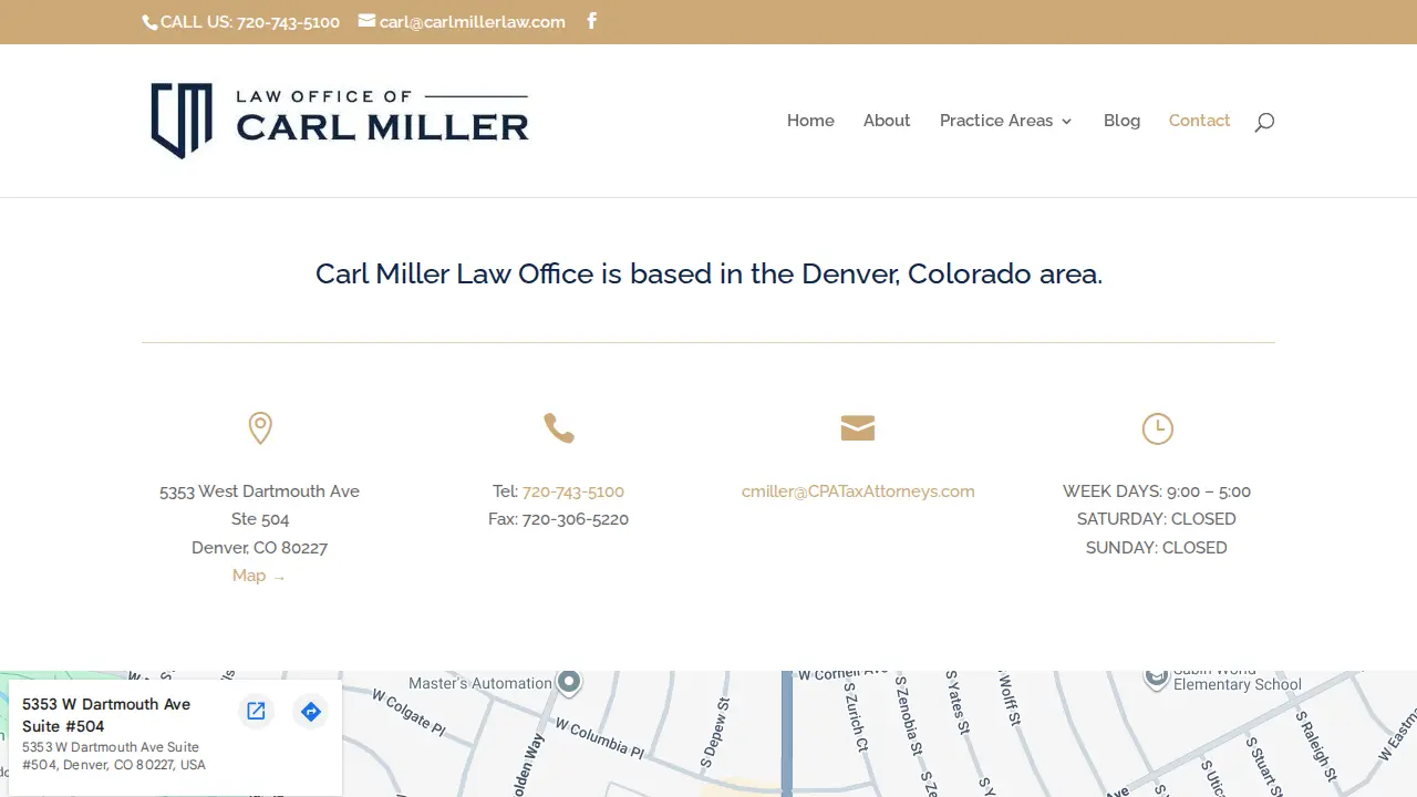 Carl Miller Law page
