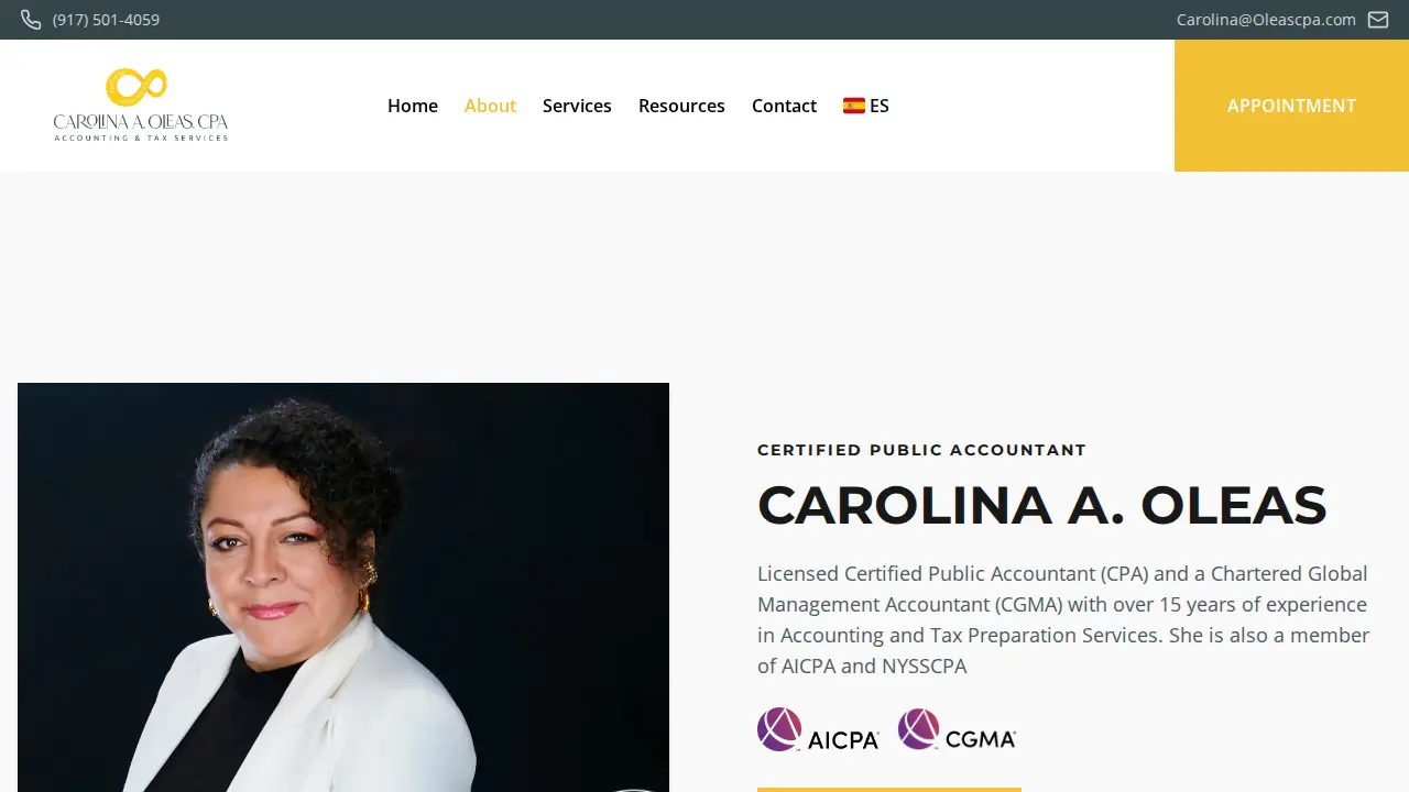 Carolina A Oleas CPA page