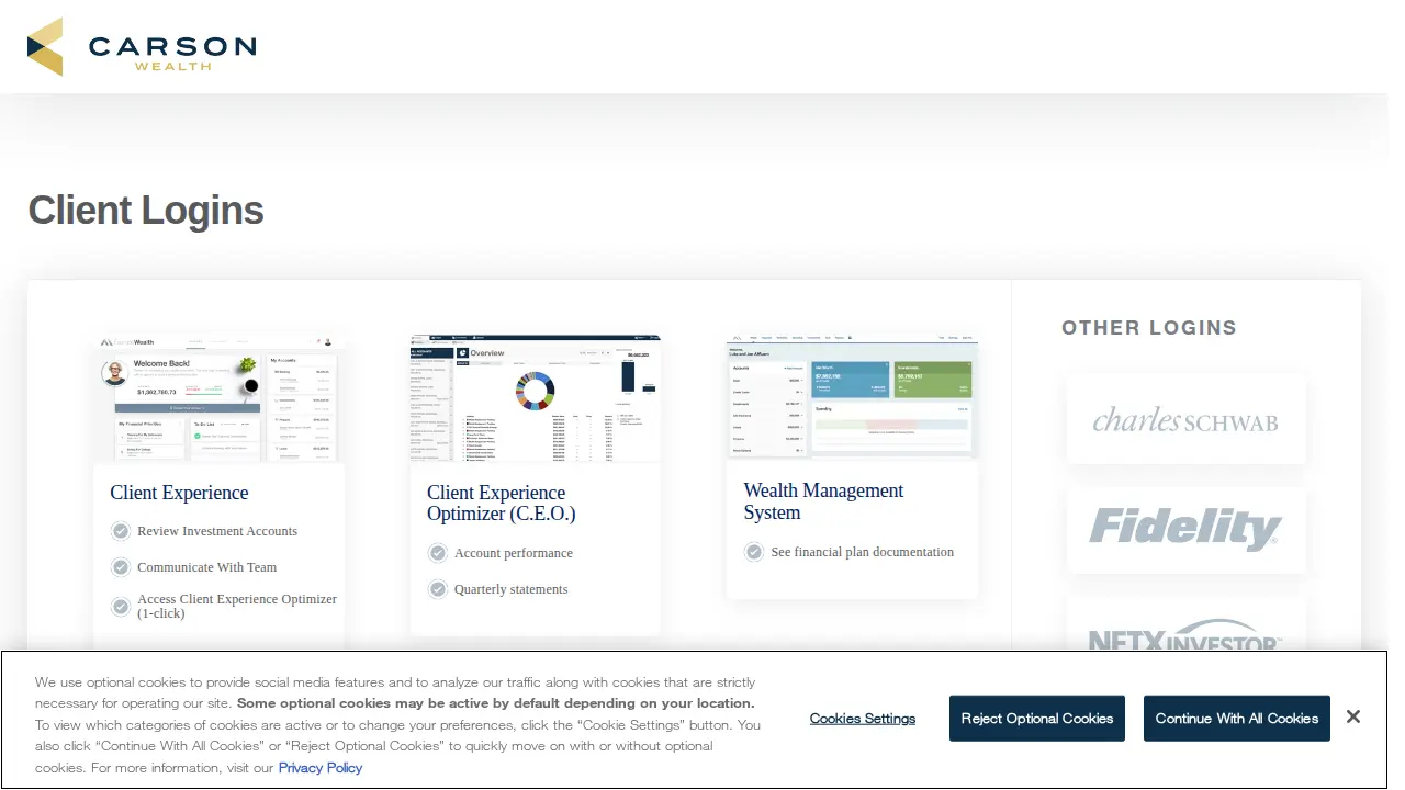 Carson Wealth page