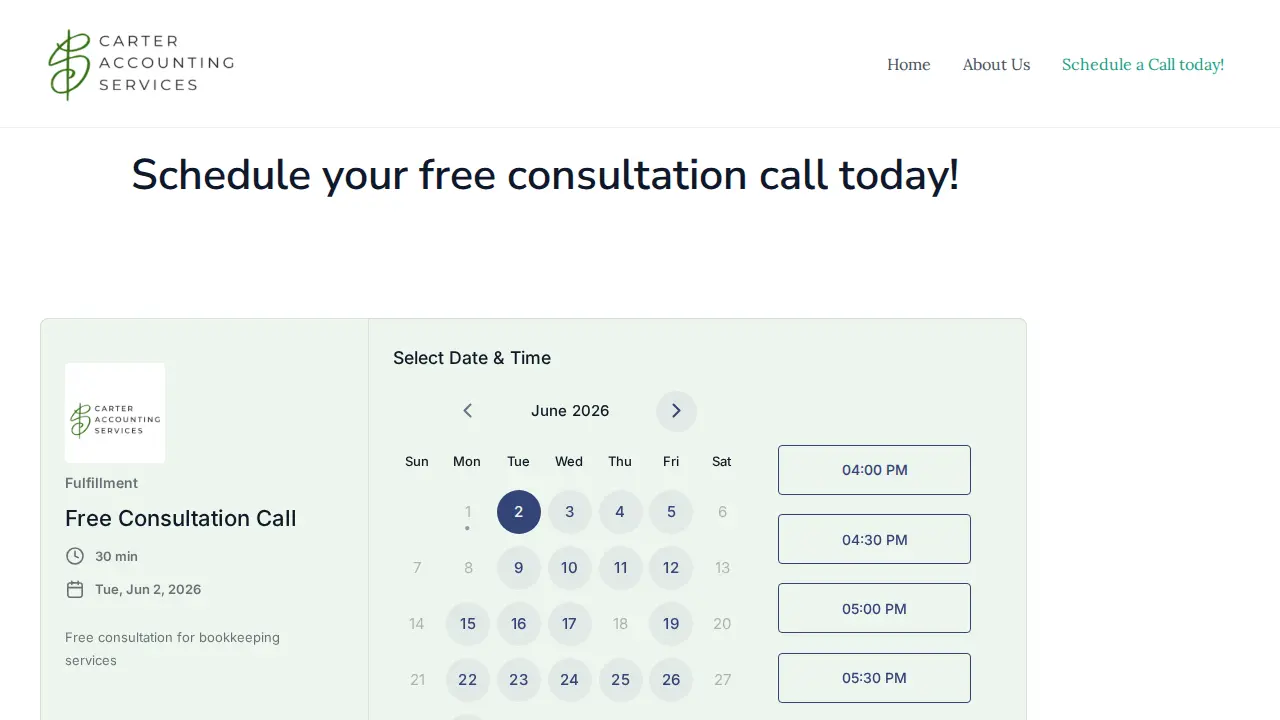 Carter Accounting Services page