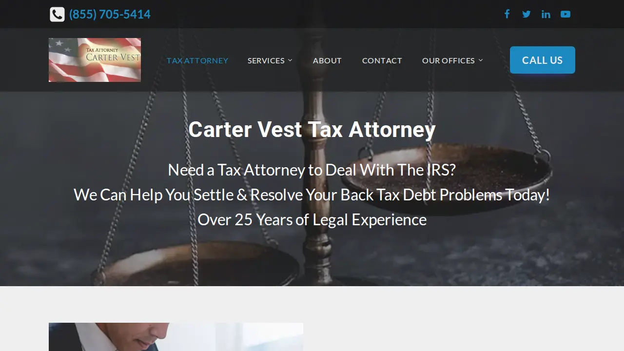 Carter Vest Tax Attorney page