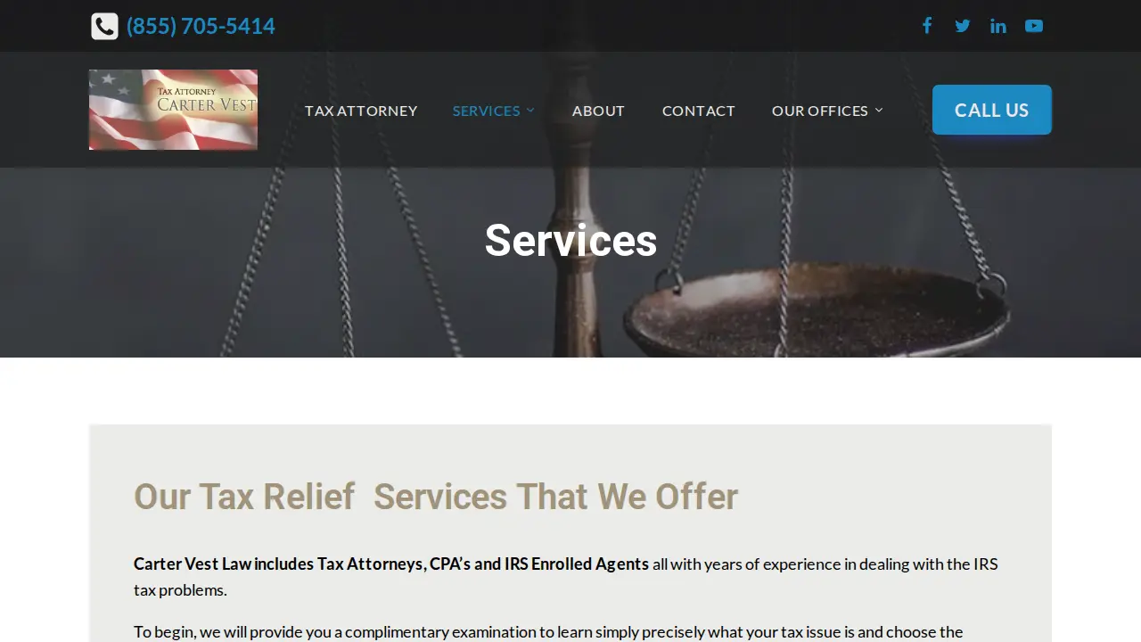 Carter Vest Tax Attorney page