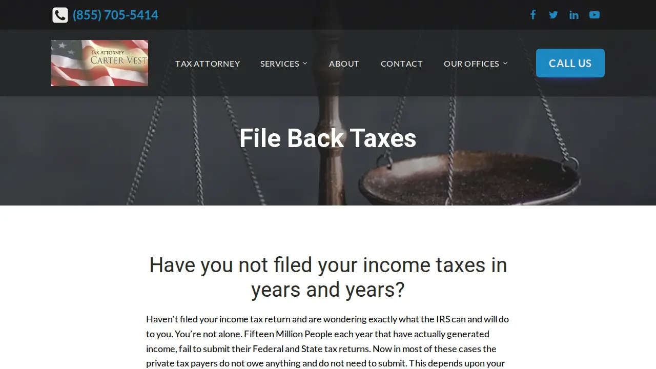 Carter Vest Tax Attorney page