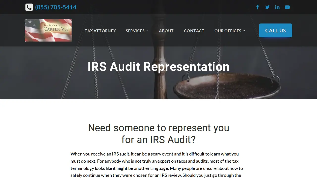 Carter Vest Tax Attorney page