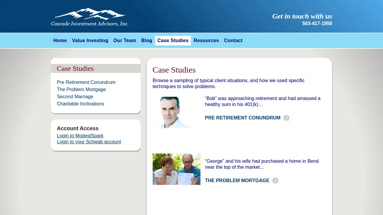 Cascade Investment Advisors page