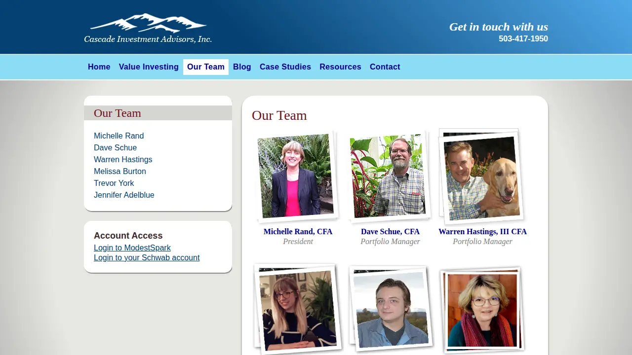 Cascade Investment Advisors page