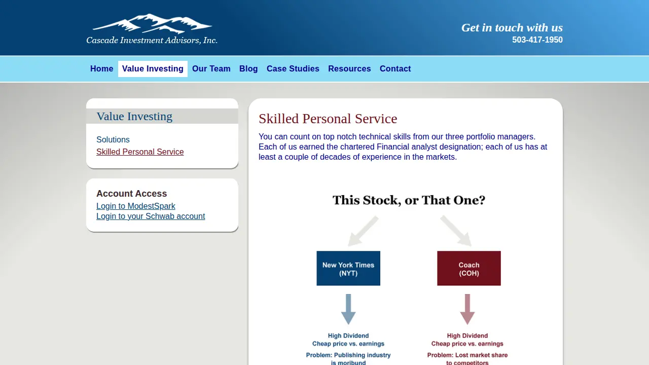 Cascade Investment Advisors page
