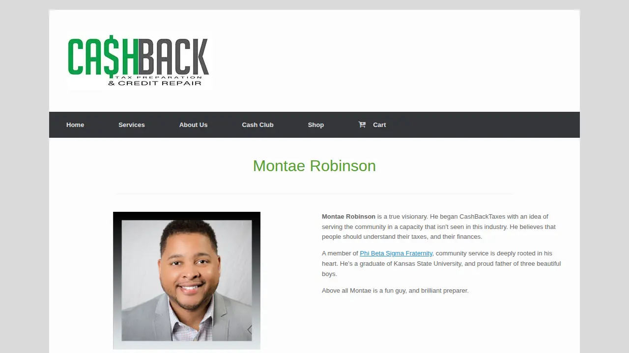 CashBack Tax Preparation page