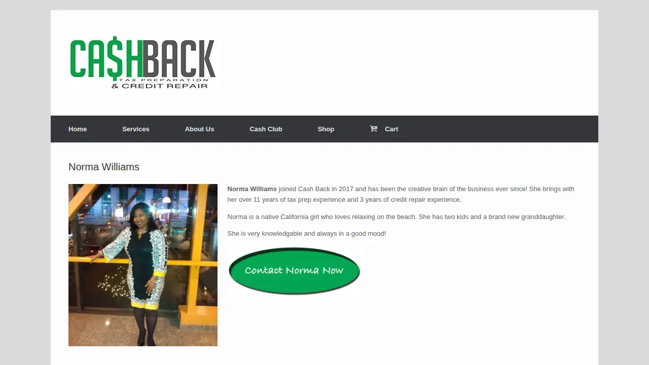 CashBack Tax Preparation page