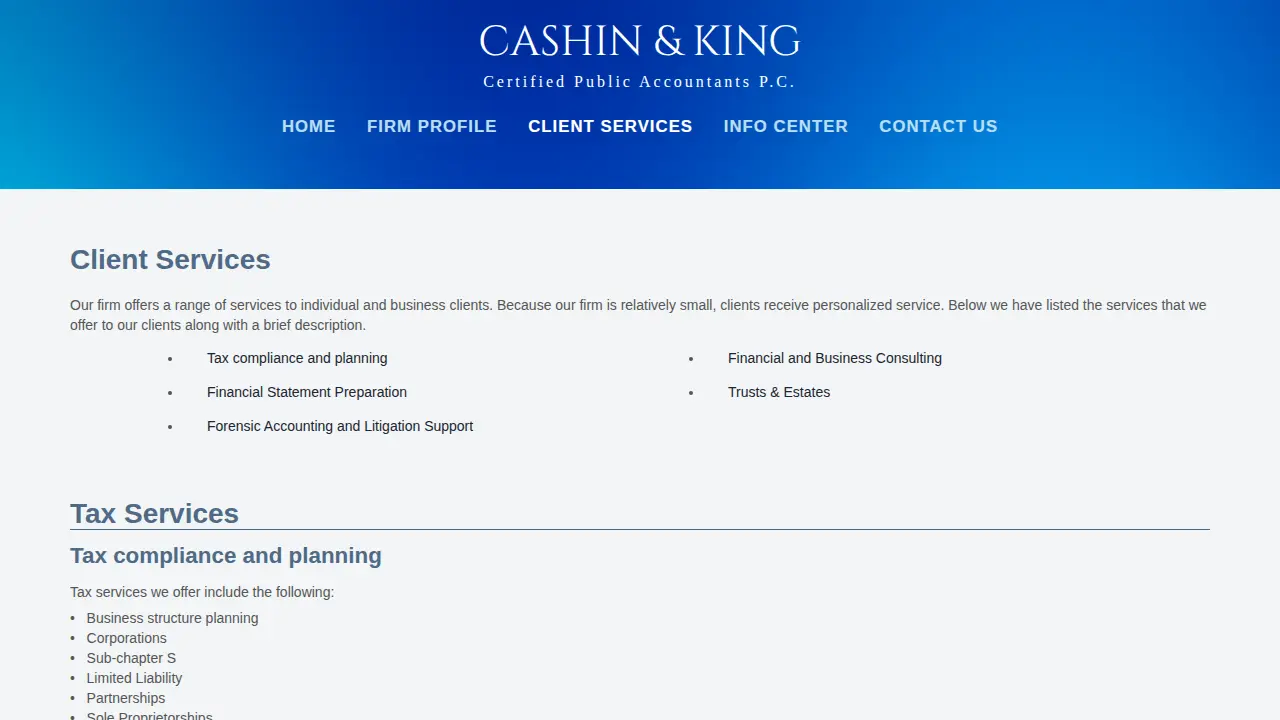Cashin & King CPA PC page