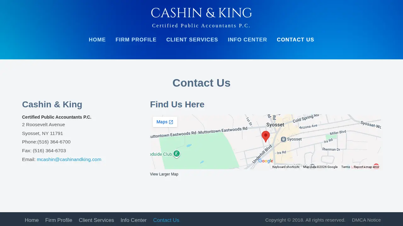 Cashin & King CPA PC page