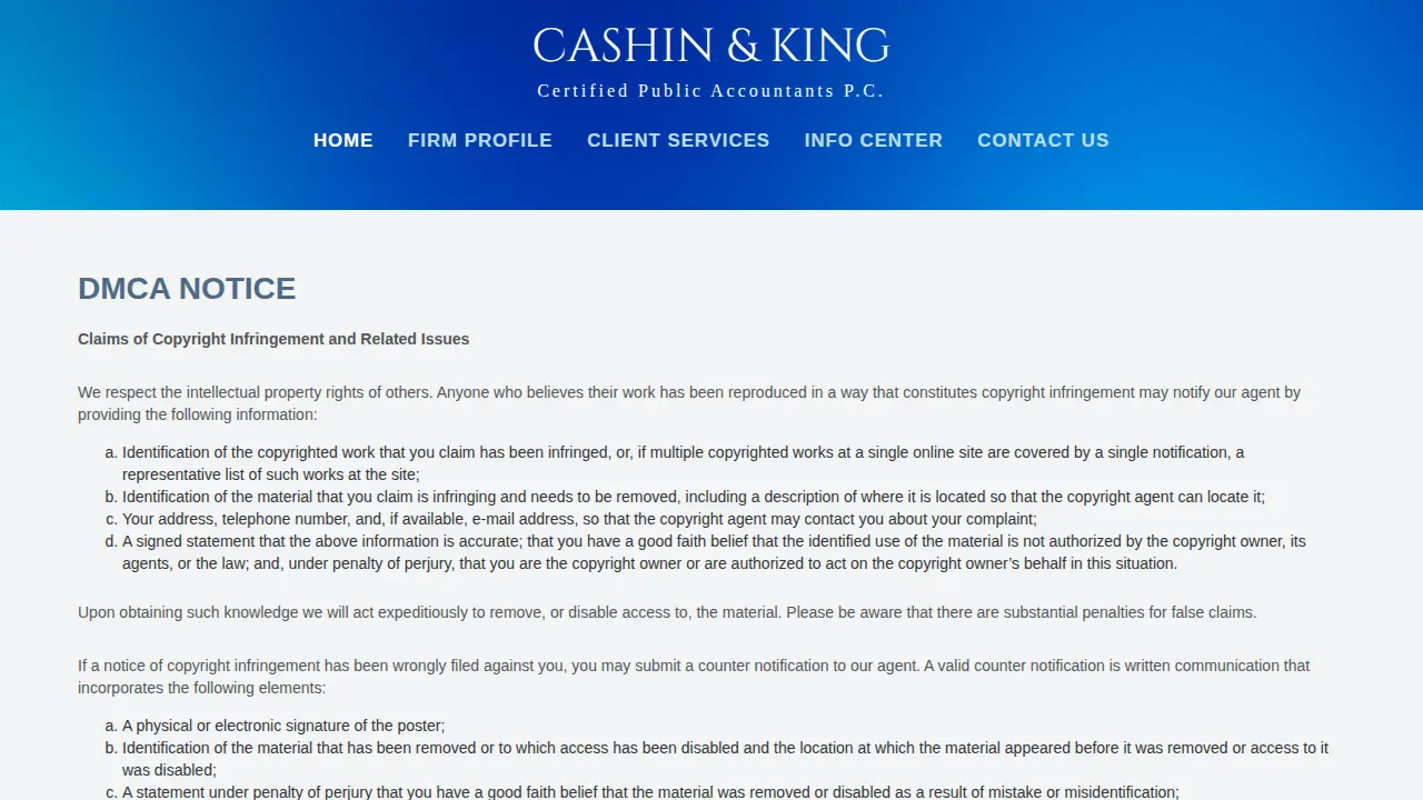 Cashin & King CPA PC page