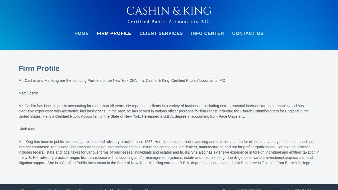 Cashin & King CPA PC page