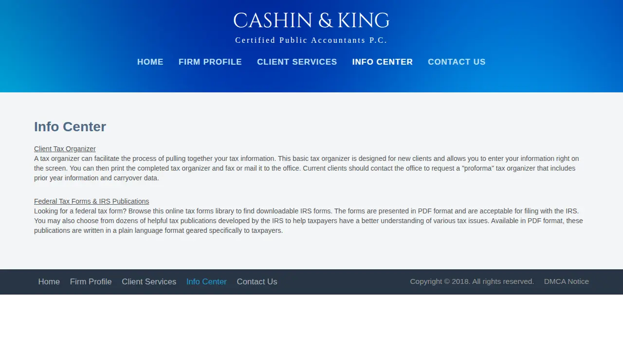 Cashin & King CPA PC page