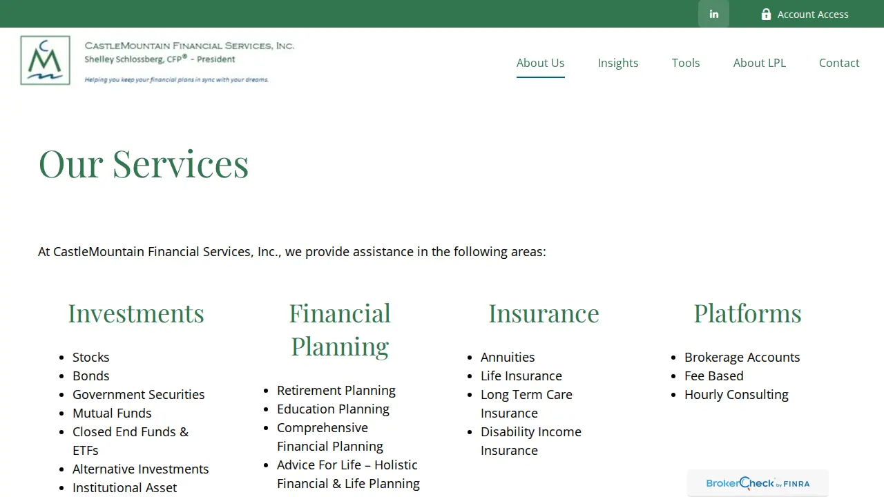 CastleMountain Financial Services, Inc. page