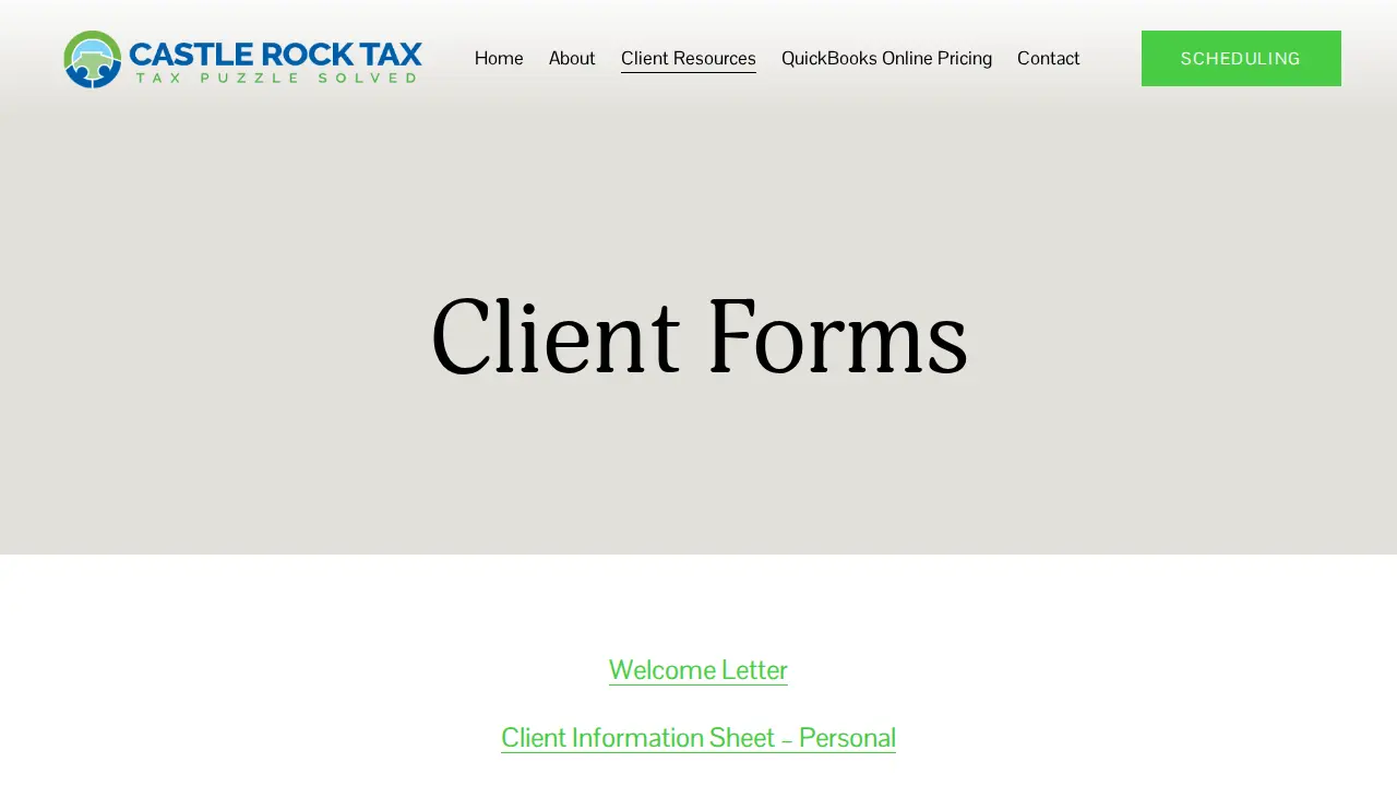 Castle Rock Tax page