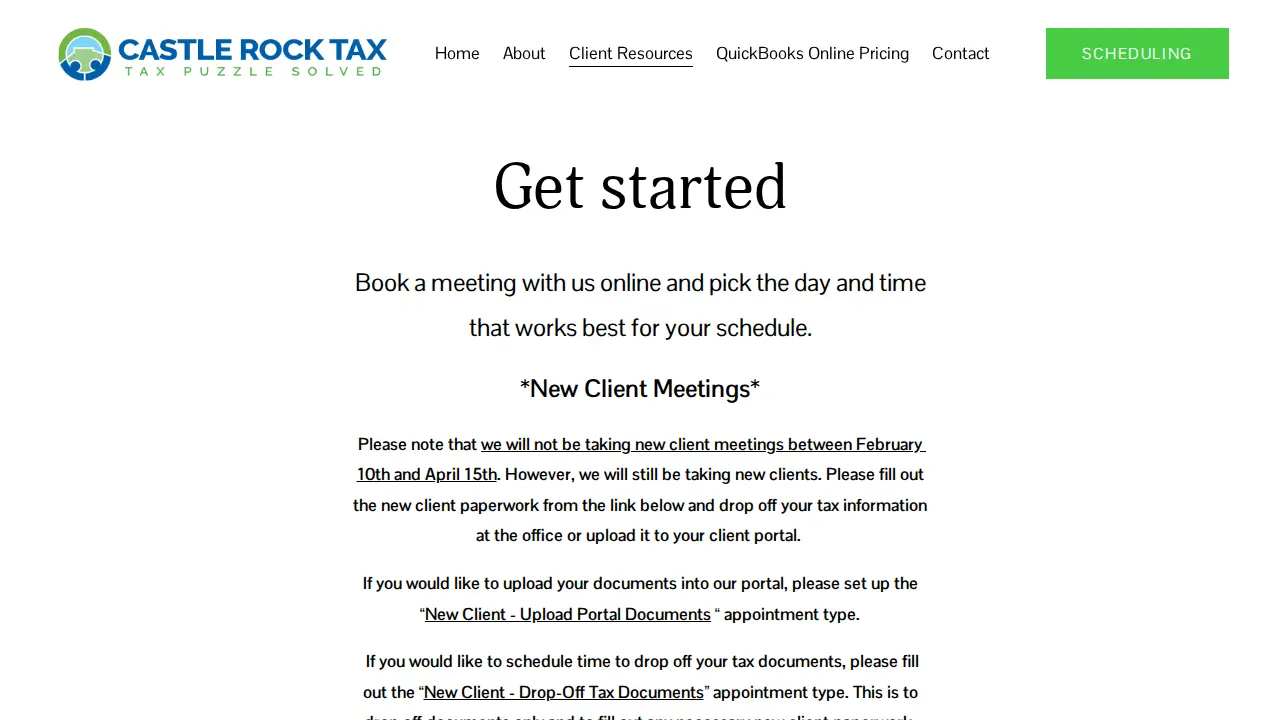 Castle Rock Tax page