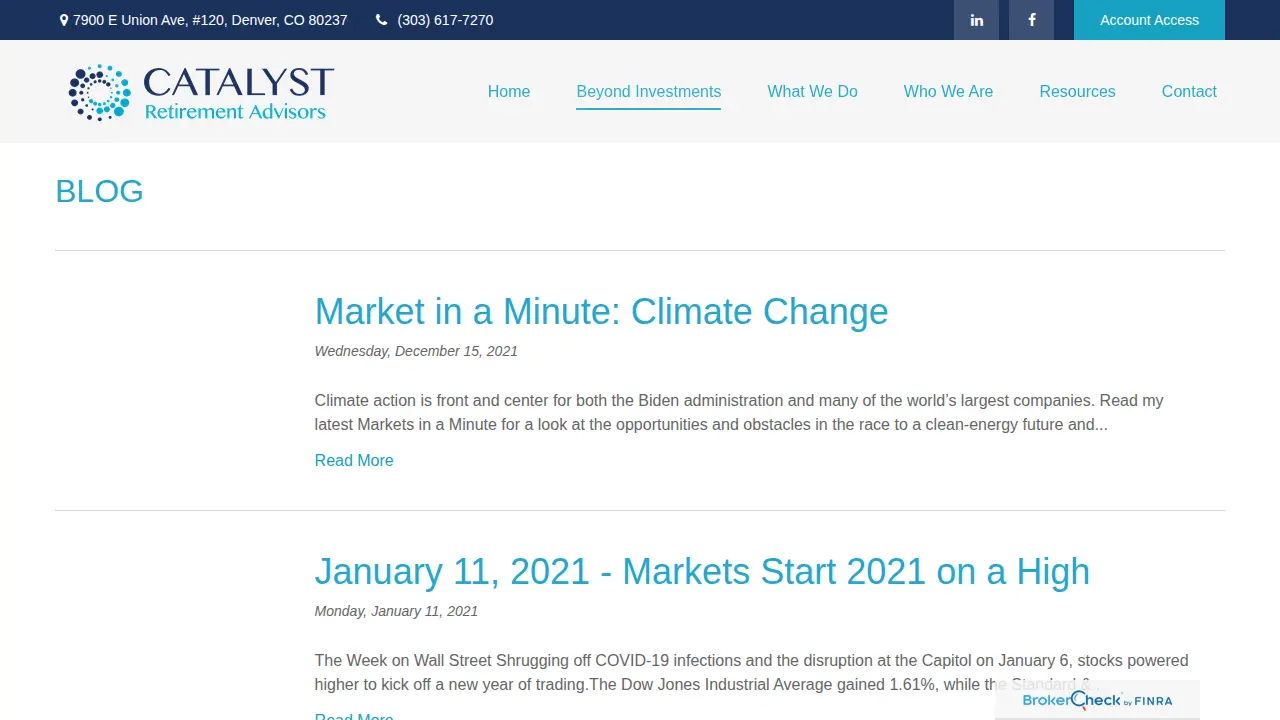 Catalyst Retirement Advisors page