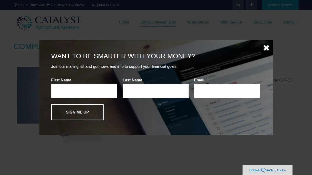 Catalyst Retirement Advisors page