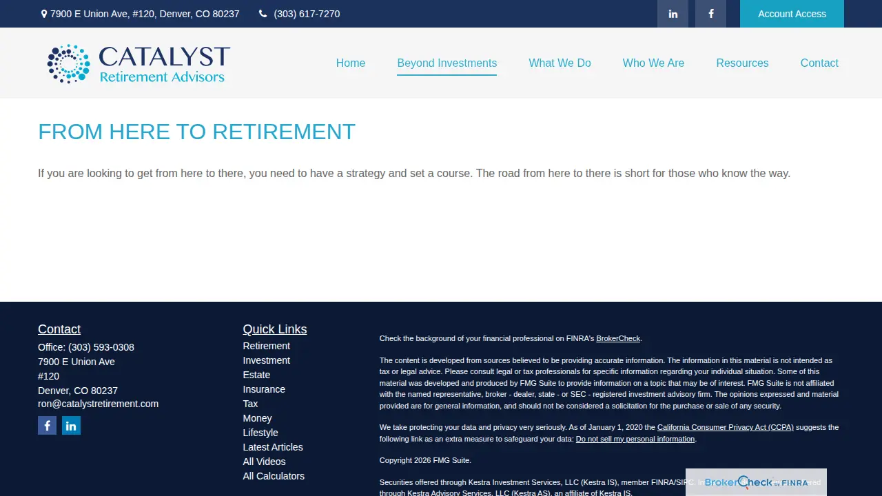 Catalyst Retirement Advisors page