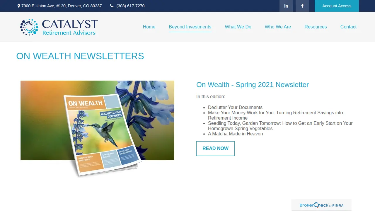 Catalyst Retirement Advisors page