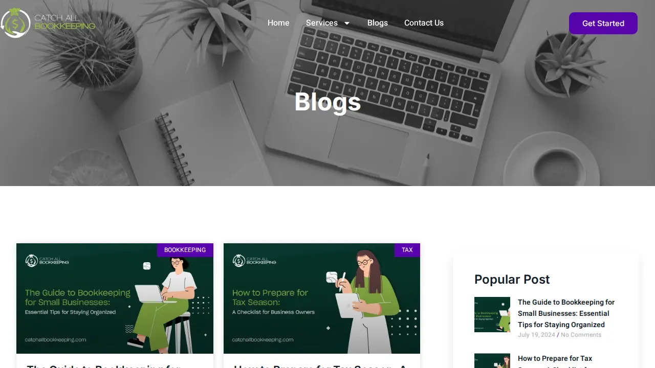 Catch All Bookkeeping page