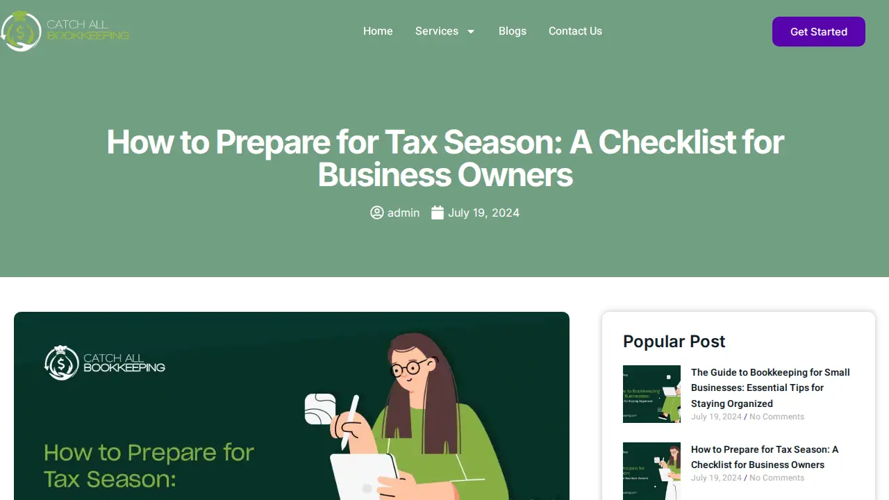 Catch All Bookkeeping page