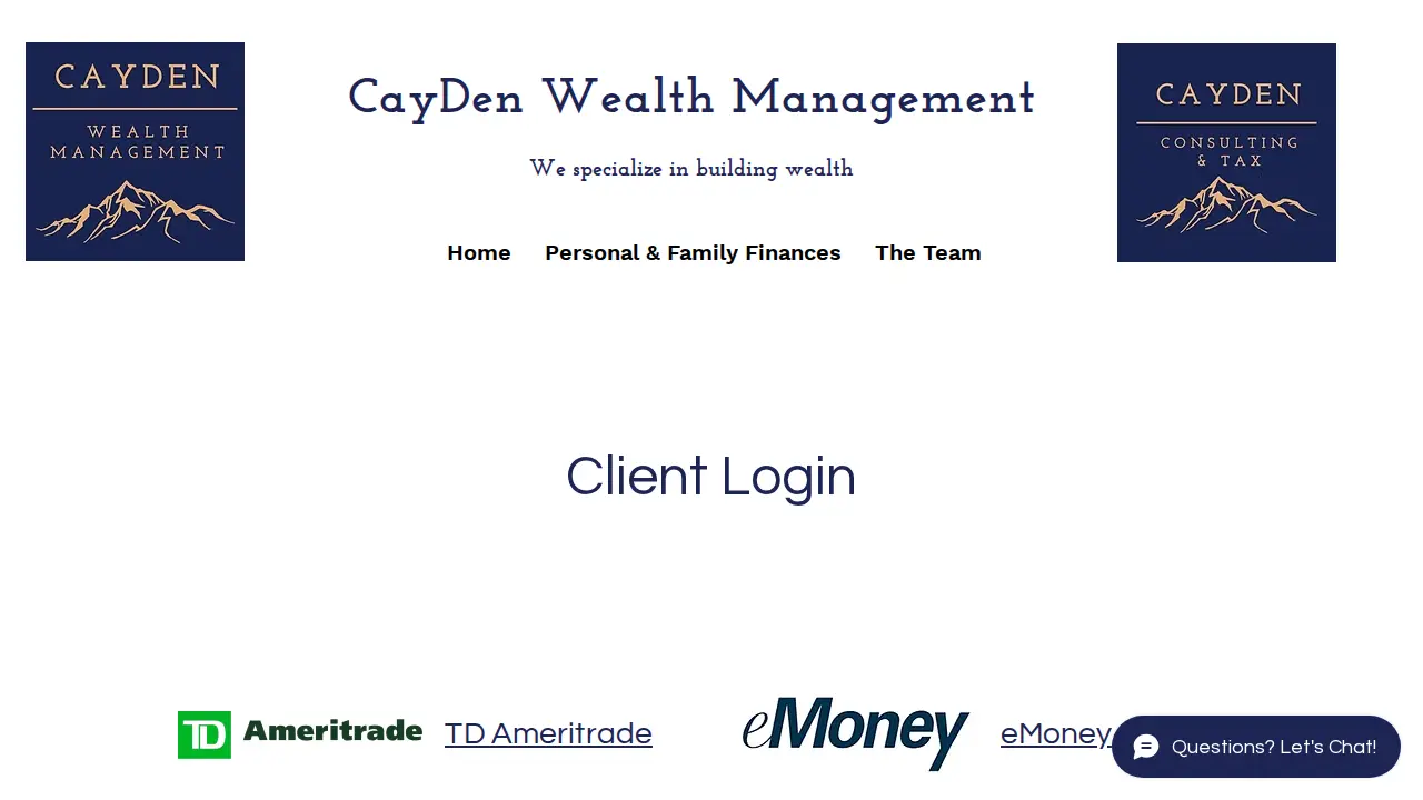 CayDen Wealth Management page