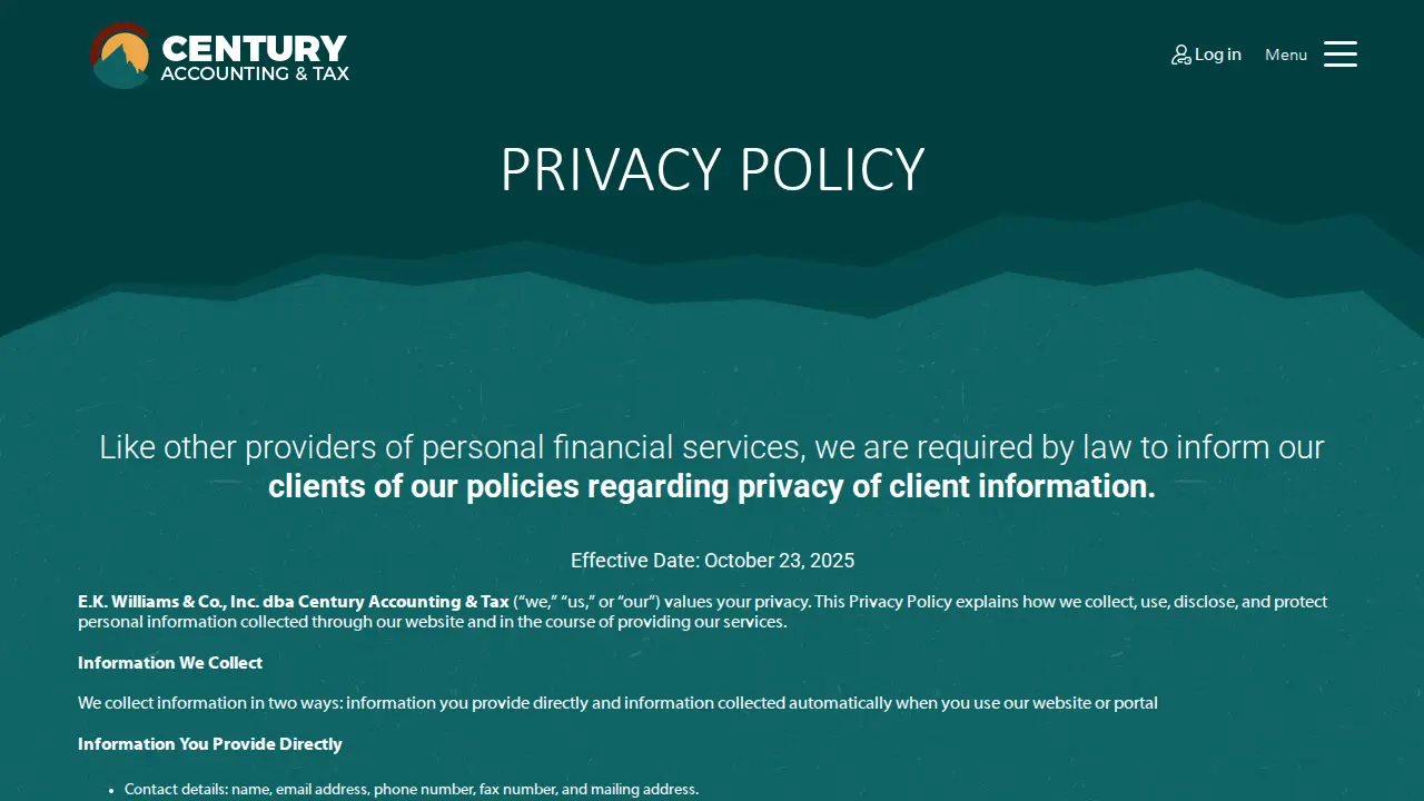 Century Accounting & Tax page