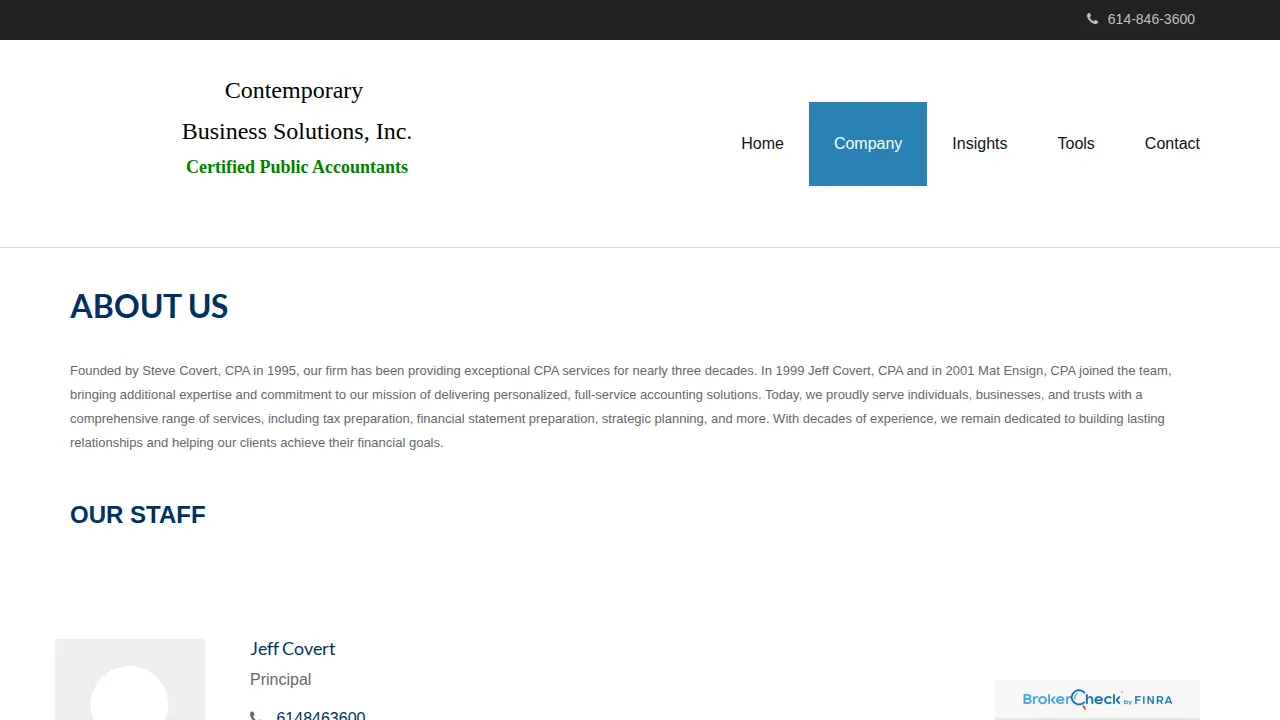 Contemporary Business Solution page