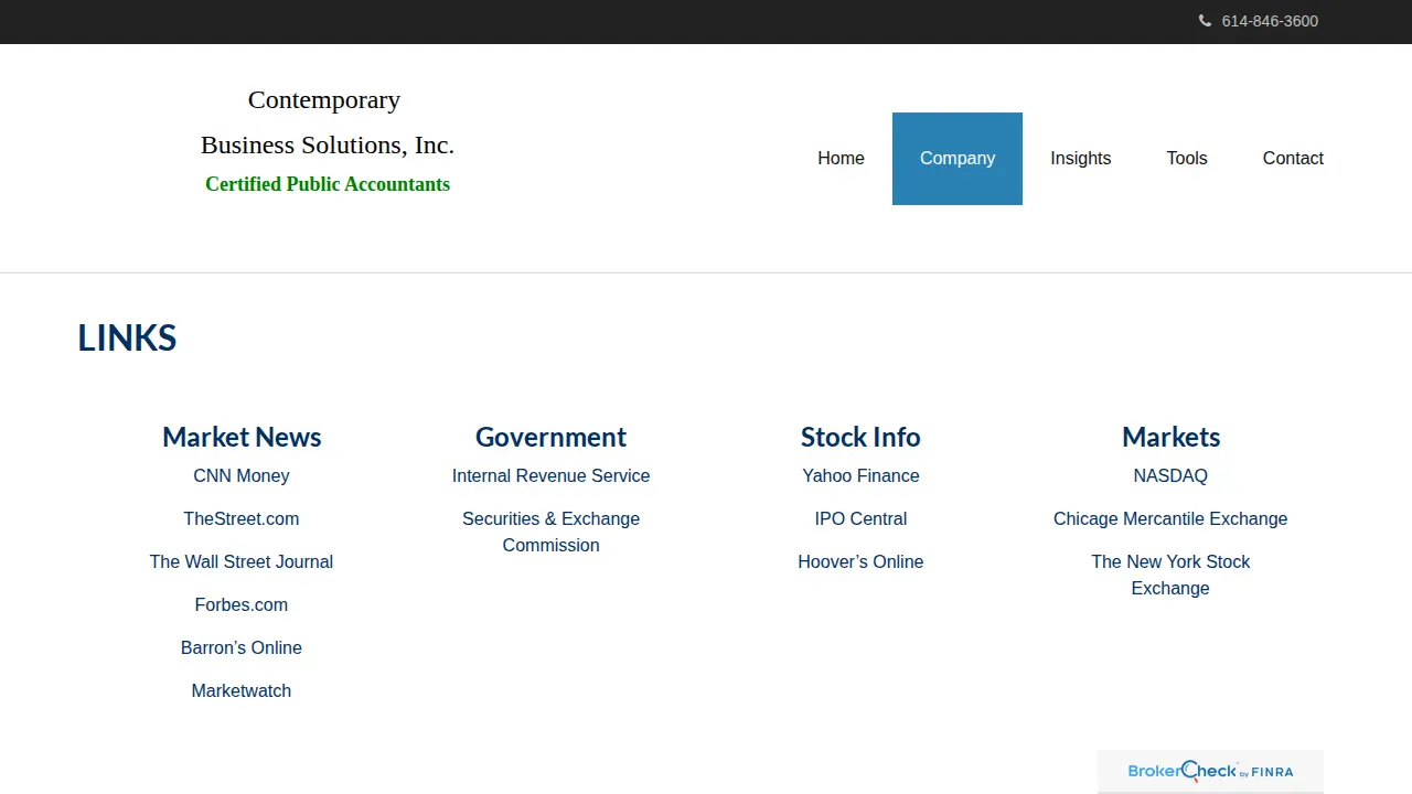 Contemporary Business Solution page