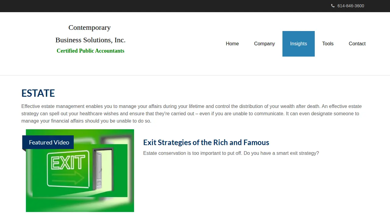 Contemporary Business Solution page
