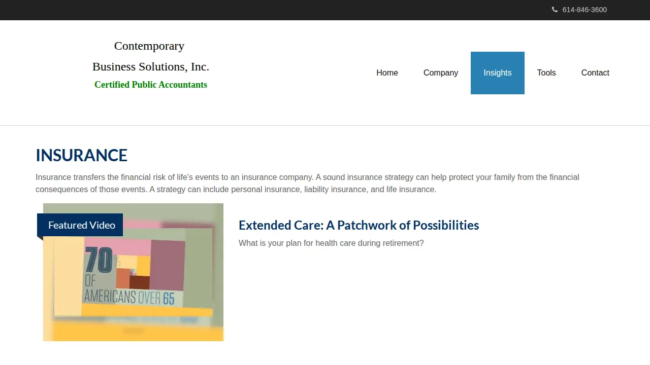 Contemporary Business Solution page