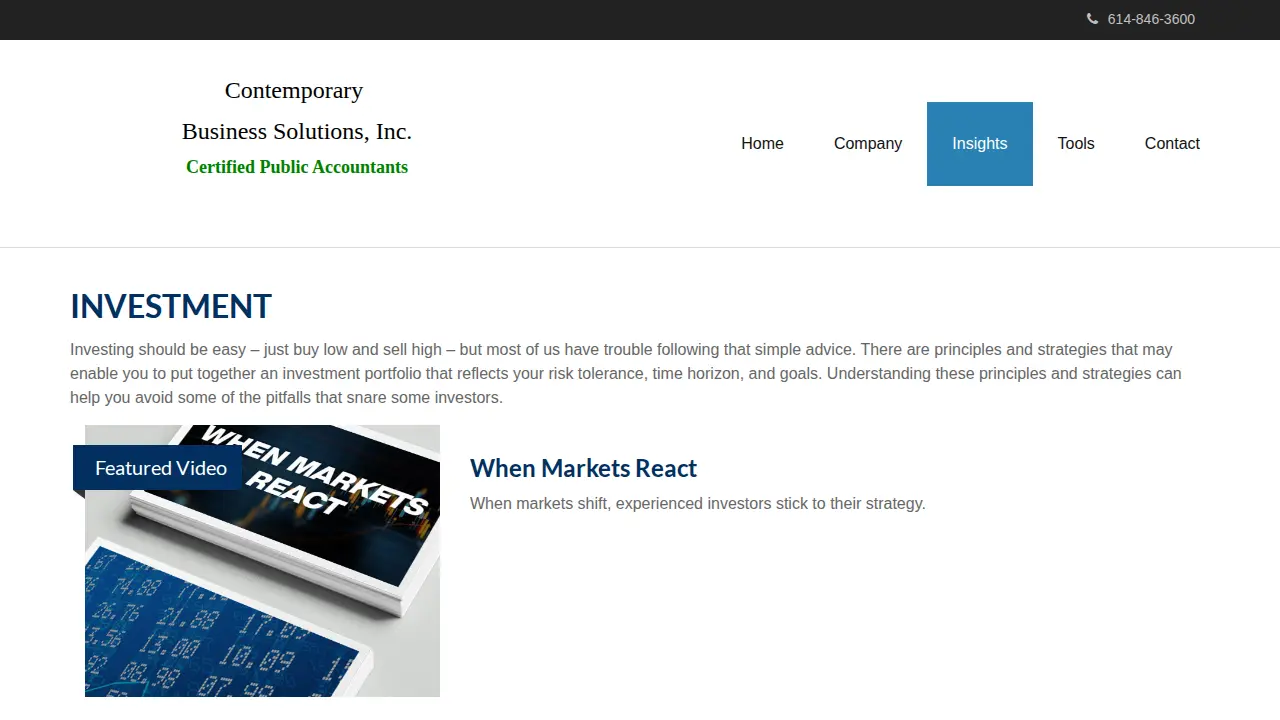 Contemporary Business Solution page