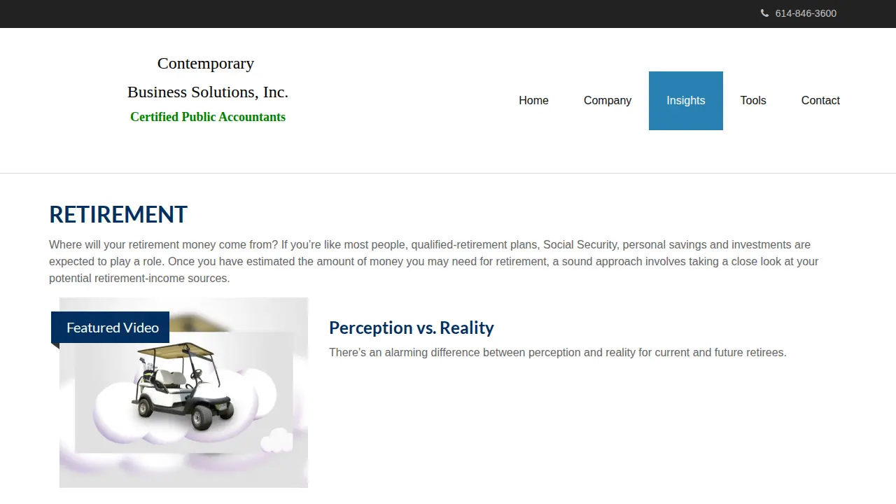Contemporary Business Solution page