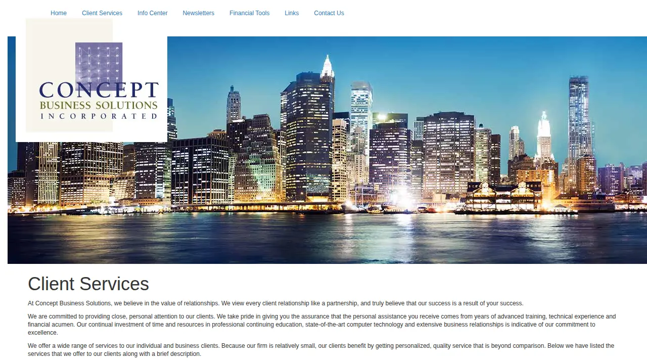 Concept Business Solutions page